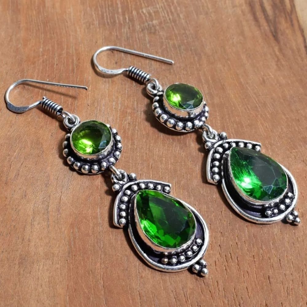 Peridot Handmade Drop Dangle Earrings Jewelry 2.2"